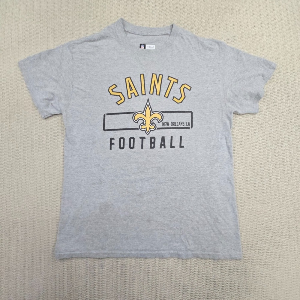 NFL Team Apparel New Orleans Saints Shirt Mens Medium Gray Short Sleeve Football